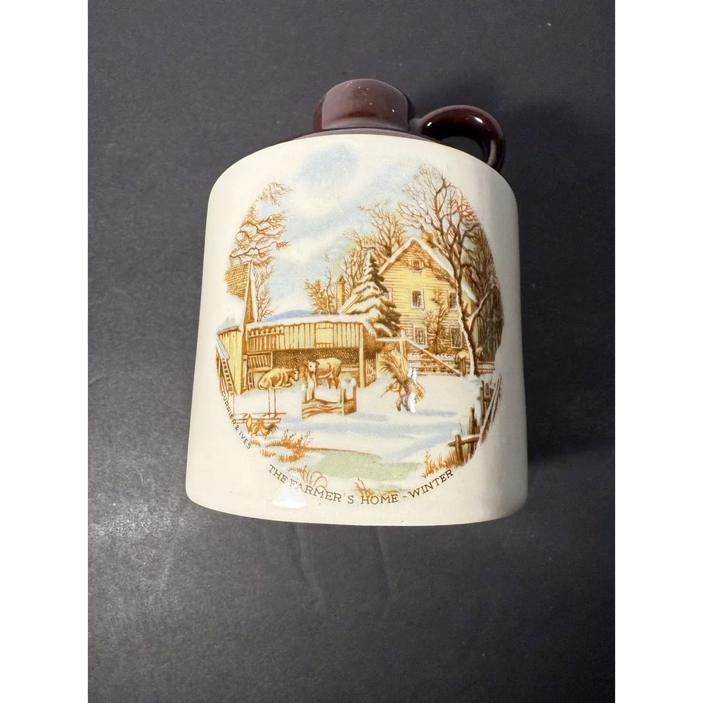 Vintage Vermont Maple Syrup Jug Lion's Lair Pittsford VT Stoneware